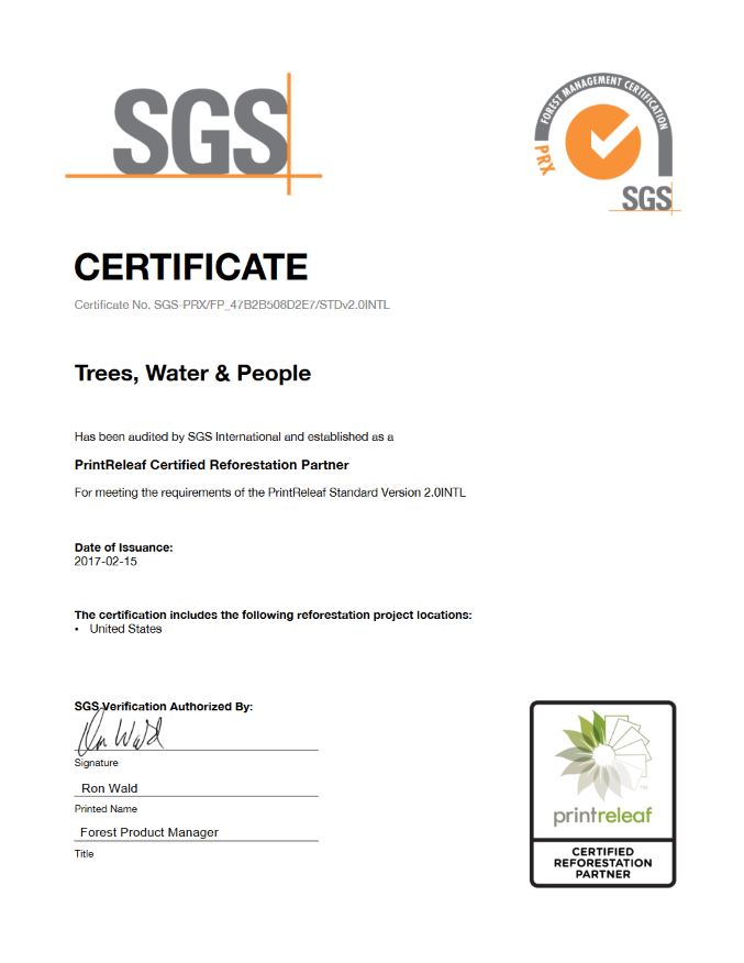 SGS Certificate, PrintReleaf, Batesville Typewriter